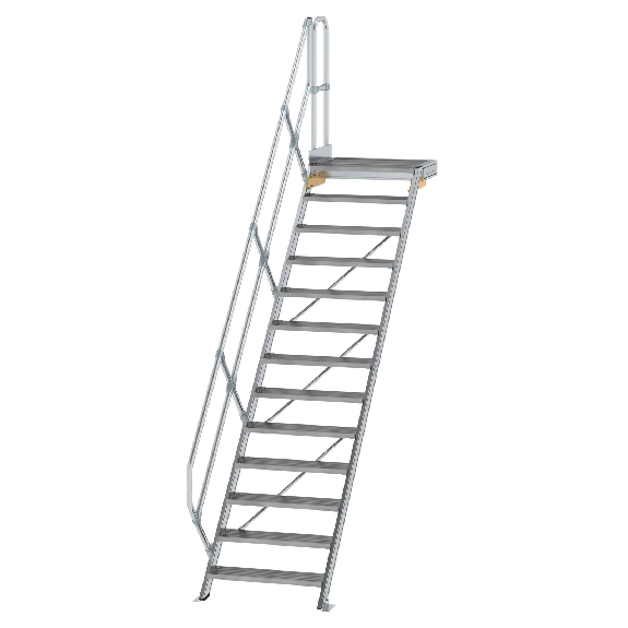 Treppe mit Plattform 45°, Handlauf, 800mm Stufenbreite, 13 Stufen Treppe mit Plattform 45°, Handlauf, 800mm Stufenbreite, 13 Stufen-Beschreibung lesen