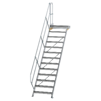 Treppe mit Plattform 45°, Handlauf, 800mm Stufenbreite, 13 Stufen-Beschreibung lesen