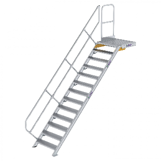 Treppe mit Plattform 45°, Handlauf, 800mm Stufenbreite, 13 Stufen-Beschreibung lesen