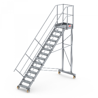 Podesttreppe fahrbar 45° 14 Stufen-Beschreibung lesen