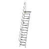 Treppe mit Plattform 60°, Handlauf, 600mm Stufenbreite, 15 Stufen