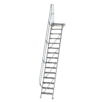 Treppe mit Plattform 60°, Handlauf, 600mm Stufenbreite, 15 Stufen-Beschreibung lesen