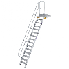 Treppe mit Plattform 60°, Handlauf, 600mm Stufenbreite, 15 Stufen