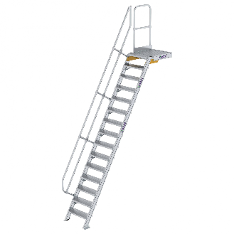 Treppe mit Plattform 60°, Handlauf, 600mm Stufenbreite, 15 Stufen-Beschreibung lesen