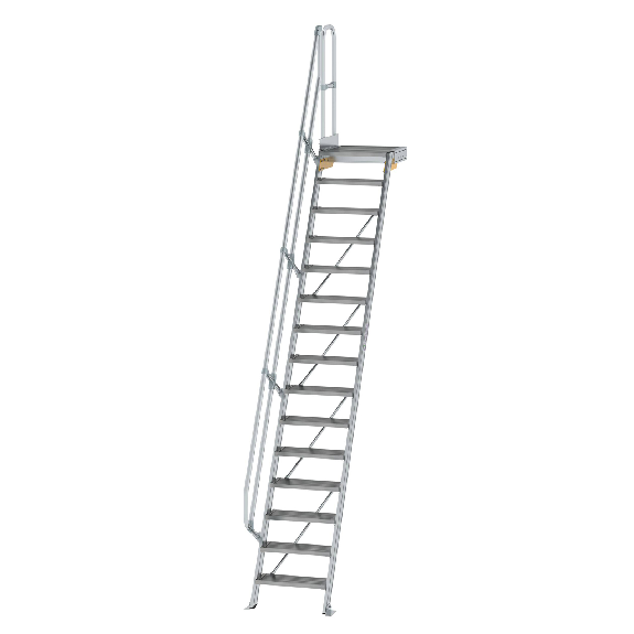 Treppe mit Plattform 60°, Handlauf, 600mm Stufenbreite, 15 Stufen-Beschreibung lesen