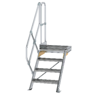 Treppe mit Plattform 45°, Handlauf, 600mm Stufenbreite, 4 Stufen-Beschreibung lesen