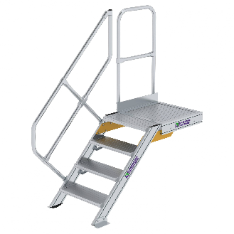 Treppe mit Plattform 45°, Handlauf, 600mm Stufenbreite, 4 Stufen-Beschreibung lesen