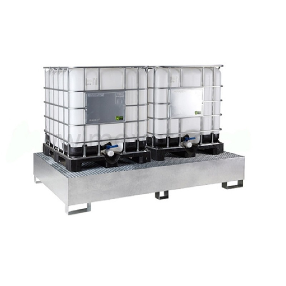 Bandeja de retención en acero galvanizado para 2 cubetas 1000L-Leer más