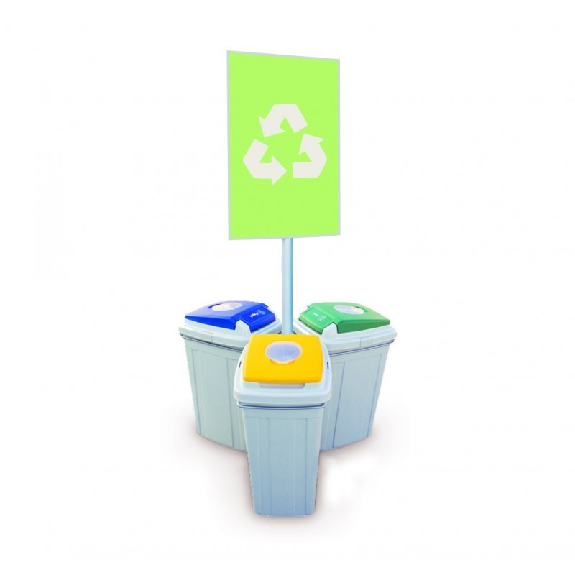 Portasacco Eco-lid 95 L 3 portate con segnaletica-Leggi tutto