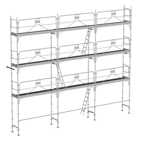 ECHAFAUDAGE FACADIER DE 80M2 DUO 45 AVEC GARDE CORPS DE SECURITE-Lire la description