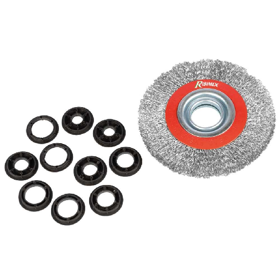 Brosse metallique pour touret diametre 200mm avec 5 bagues, PRBRTM200R5-Lire la description