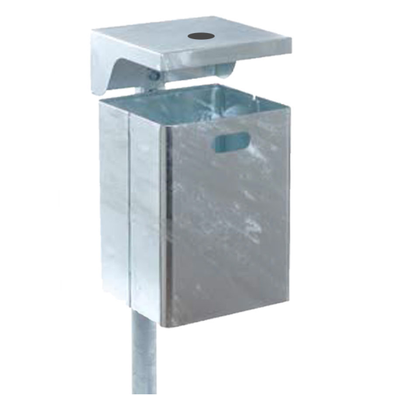 Poubelle rectangulaire Schake 40 l avec toit, rail et clé, y compris cendrier, galvanisée à chaud-Leggi tutto