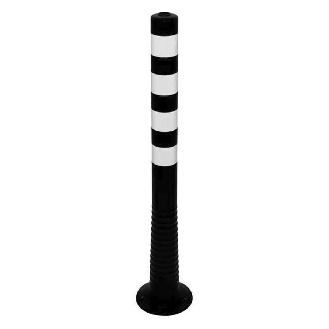 Schake Flexipfosten Ø80mm in schwarz mit weiß reflektierenden Streifen und Dübelbefestigung aus PUR 1000mm hoch-Beschreibung lesen