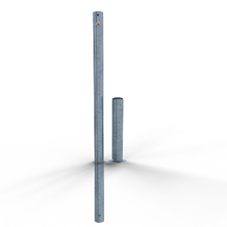 Schake Absperrpfosten herausnehmbar aus Stahlrohr verzinkt Ø60x2,5mm mit Stahlkappe 900mm Überflur ohne Verschluss und Ösen-Beschreibung lesen