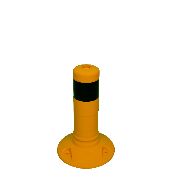 Poteau flexible Schake Ø80 mm jaune avec bandes noires et fixation par cheville en PUR hauteur 300 mm-Leggi tutto