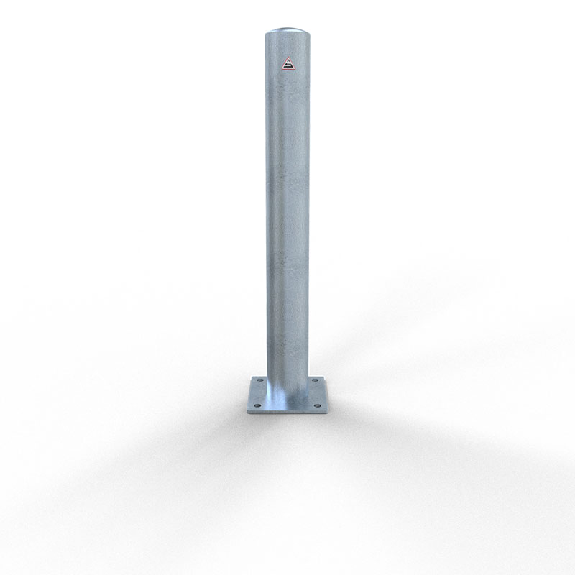 Schake Absperrpfosten ortsfest für Dübelbefestigung aus Stahlrohr verzinkt Ø108x2,9mm mit Stahlkappe 900mm Überflur-Beschreibung lesen