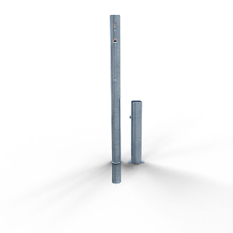 Schake Absperrpfosten herausnehmbar aus Stahlrohr verzinkt Ø60x2,5mm mit Stahlkappe und Profilzylinderschloss 900mm Überflur ohne Ösen-Beschreibung lesen