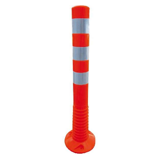 Schake Flexipfosten Ø80mm in rot mit weiß reflektierenden Streifen und Dübelbefestigung aus PUR 750mm hoch-Beschreibung lesen