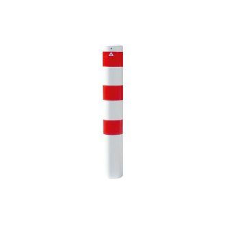 Schake Stahlrohrpoller ortsfest aus Stahlrohr verzinkt Ø193x3,2mm weiß mit rot reflektierenden Leuchtstreifen zum Einbetonieren 1200mm Gesamtlänge-Beschreibung lesen