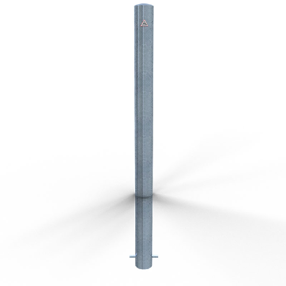 Schake Absperrpfosten ortsfest aus Stahlrohr verzinkt Ø89x2,9mm mit Dübelbefestigung und Stahlkappe 900mm Überflur-Beschreibung lesen