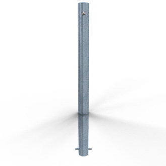 Schake Absperrpfosten ortsfest aus Stahlrohr verzinkt Ø89x2,9mm mit Dübelbefestigung und Stahlkappe 900mm Überflur-Beschreibung lesen