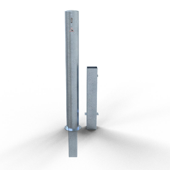 Schake Absperrpfosten herausnehmbar aus Stahlrohr verzinkt Ø102x2,9mm mit Profilzylinder und Stahlkappe 900mm Überflur-Beschreibung lesen