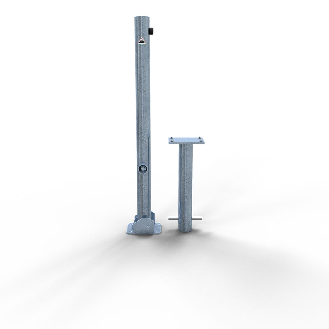 Schake Absperrpfosten umlegbar zum Einbetonieren aus Stahlrohr verzinkt Ø60x2,5mm mit Dreikantverschluss und Stahlkappe 900mm Überflur-Beschreibung lesen