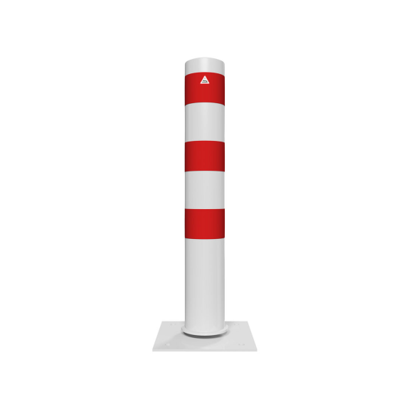 Schake Stahlrohrpoller neigbar mit Dübelplatte aus Stahlrohr verzinkt Ø152x3,2mm weiß beschichtet und rot reflektierenden Leuchtstreifen 1000mm Gesamtlänge Schake Stahlrohrpoller neigbar mit Dübelplatte aus Stahlrohr verzinkt Ø152x3,2mm weiß beschichtet und rot reflektierenden Leuchtstreifen 1000mm Gesamtlänge-Beschreibung lesen