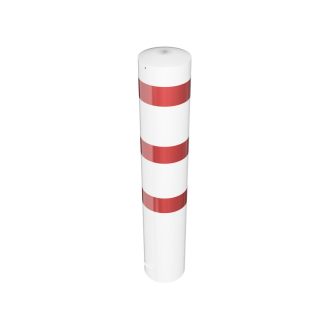 Schake Stahlrohrpoller ortsfest aus Stahlrohr verzinkt Ø273x5,0mm weiß mit rot reflektierenden Leuchtstreifen zum Einbetonieren 1500mm Gesamtlänge-Beschreibung lesen