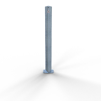Schake Absperrpfosten ortsfest zum Einbetonieren mit Erdanker aus Stahlrohr verzinkt Ø89x2,9mm mit Stahlkappe 900mm Überflur-Beschreibung lesen