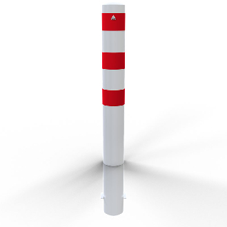 Schake Stahlrohrpoller ortsfest aus Stahlrohr verzinkt Ø152x3,2mm weiß mit rot reflektierenden Leuchtstreifen zum Einbetonieren 1500mm Gesamtlänge-Beschreibung lesen