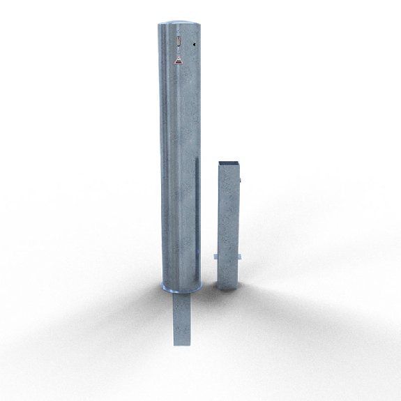 Tube en acier Bollard amovible de tube en acier galvanisé Ø152x3,2 mm avec verrouillage de cylindre de profil 1500 mm Longueur total-Leer más