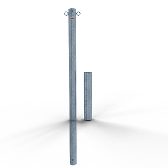 Schake Absperrpfosten herausnehmbar aus Stahlrohr verzinkt Ø60x2,5mm mit Stahlkappe 900mm Überflur ohne Verschluss mit 2 Ösen-Beschreibung lesen