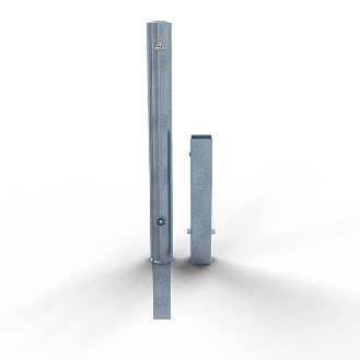Schake Absperrpfosten herausnehmbar aus Stahlrohr verzinkt Ø89x2,9mm mit Dreikantverschluss und Stahlkappe 900mm Überflur-Beschreibung lesen