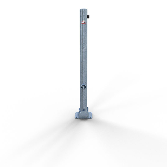 Schake Absperrpfosten umlegbar aus Stahlrohr verzinkt Ø60x2,5mm mit Dübelbefestigung, Dreikantverschluss und Stahlkappe 900mm Überflur-Beschreibung lesen