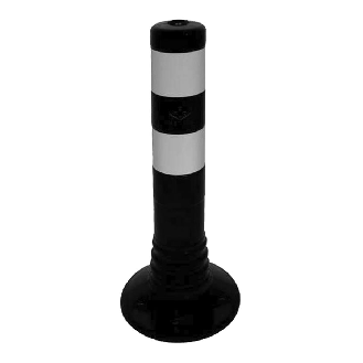 Schake Flexipfosten Ø80mm in schwarz mit weiß reflektierenden Streifen und Dübelbefestigung aus PUR 450mm hoch-Beschreibung lesen