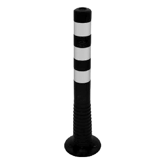 Schake Flexipfosten Ø80mm in schwarz mit weiß reflektierenden Streifen und Dübelbefestigung aus PUR 750mm hoch-Beschreibung lesen