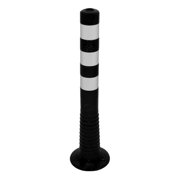 Schake Flexipfosten Ø80mm in schwarz mit weiß reflektierenden Streifen und Dübelbefestigung aus PUR 750mm hoch Schake Flexipfosten Ø80mm in schwarz mit weiß reflektierenden Streifen und Dübelbefestigung aus PUR 750mm hoch-Beschreibung lesen