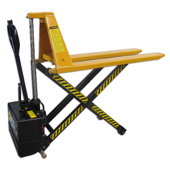 qteck Semi-Elektrischer Scherenhubwagen SHW-Serie 1500kg Tragkraft PU/Single 1095mm Gabellänge-Beschreibung lesen