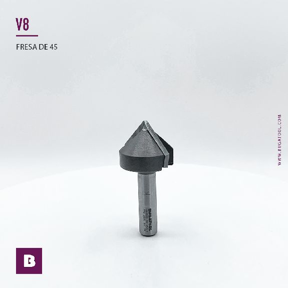 Fresa para madera de ranurado en V de 2 cuchillas para fresadora de mano S8 D12,7 B10-Leer más