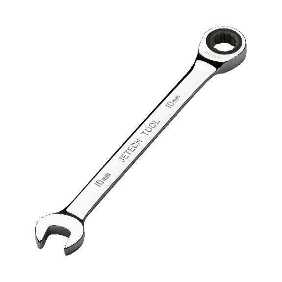 Jetech 10mm Clé mixte à cliquet - Clé polygonale en acier de qualité industrielle Cr-V au fini chrome poli-Lire la description