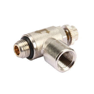 Limiteurs de débit - Equerre - Unidir. pour distributeurs  - Laiton nickelé - 1/8" MF - 0 à 10 bar-Lire la description