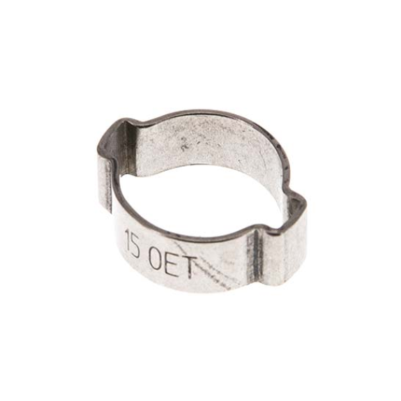 Colliers de serrage à deux oreilles pour tuyaux de Ø extérieur 12,5-15 mm - Largeur: 7,5 mm-Lire la description