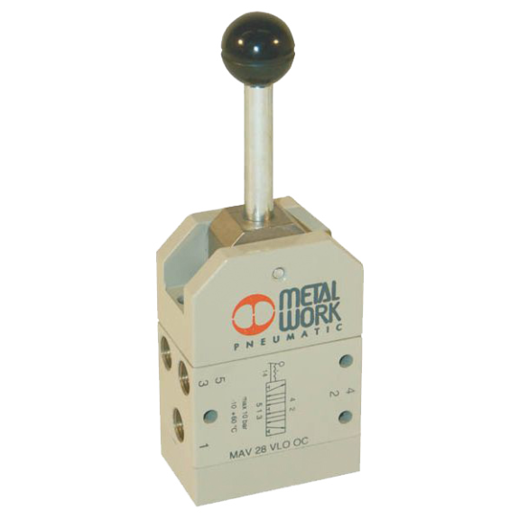 Distributeurs en ligne - 5/3 COE 3 Pos. Maint. - G1/8" - Cde Muscu à levier - Rap. 2 Pos. Maint.-Lire la description