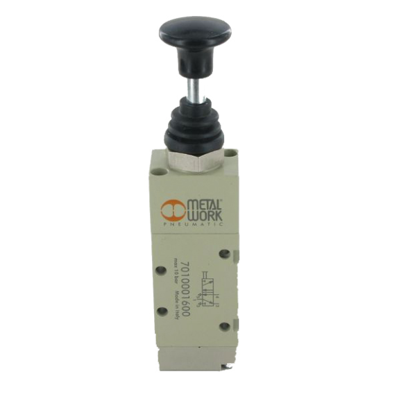 Distributeurs en ligne - 3/2 Mono / Bi NF - G1/8" - Cde Muscu - Rap. Bouton pousser-tirer-Lire la description