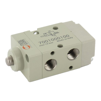 Distributeurs en ligne - 3/2 Mono NF - G1/8" - Cde Méca poussoir servopil.- Rap. Res. - Av. Joints-Lire la description