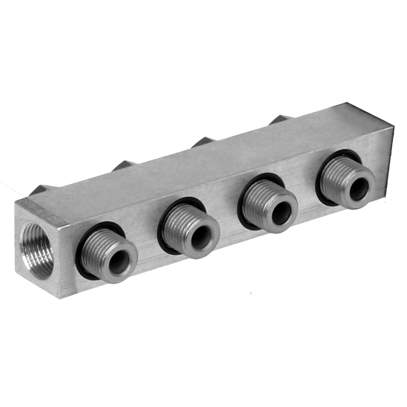 Barettes d'alim. avec vis et joints pour 5 distributeurs Ø racc. : 1/2'' - Ø racc. Entrées : 3/4" Barettes d'alim. avec vis et joints pour 5 distributeurs Ø racc. : 1/2'' - Ø racc. Entrées : 3/4"-Lire la description