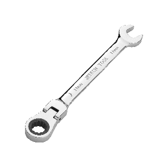 Clé à cliquet flexible Jetech de 11 mm, de qualité industrielle, avec tête flexible, fabriquée en acier allié Cr-V forgé et traité thermiquement, entièrement polie avec 12 points, combinaison de clé à cliquet à tête flexible, métrique-Lire la description