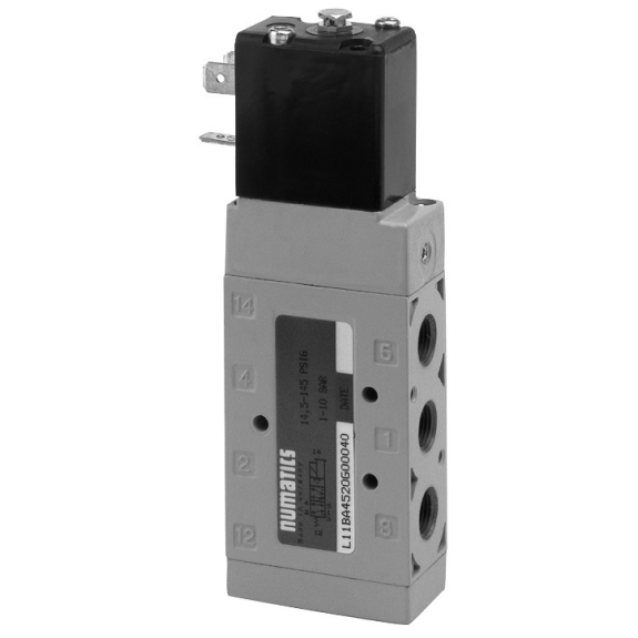 Distributeur en ligne sans joint - 5/2 Mono - G1/4" - Electropneumatique - Rappel Ressort - 24/DC-Lire la description