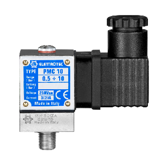 Pressostats à un contact élec. IP65 - Alu - Racc. Acier - 1/8" - 0,5 à 10 bar - NO et NF-Lire la description